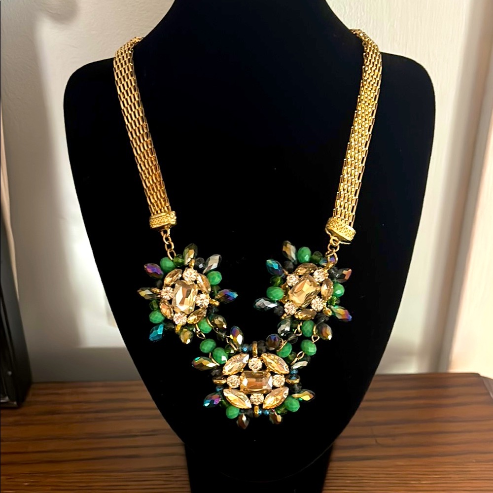 Gold and Green Statement Necklace